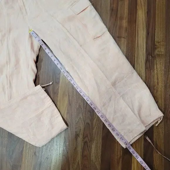 Lauren Ralph Lauren Fully Lined 100% Linen Mid Rise Crop Ankle Cargo Pants